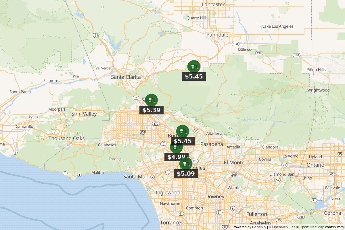 Los Angeles gas map
