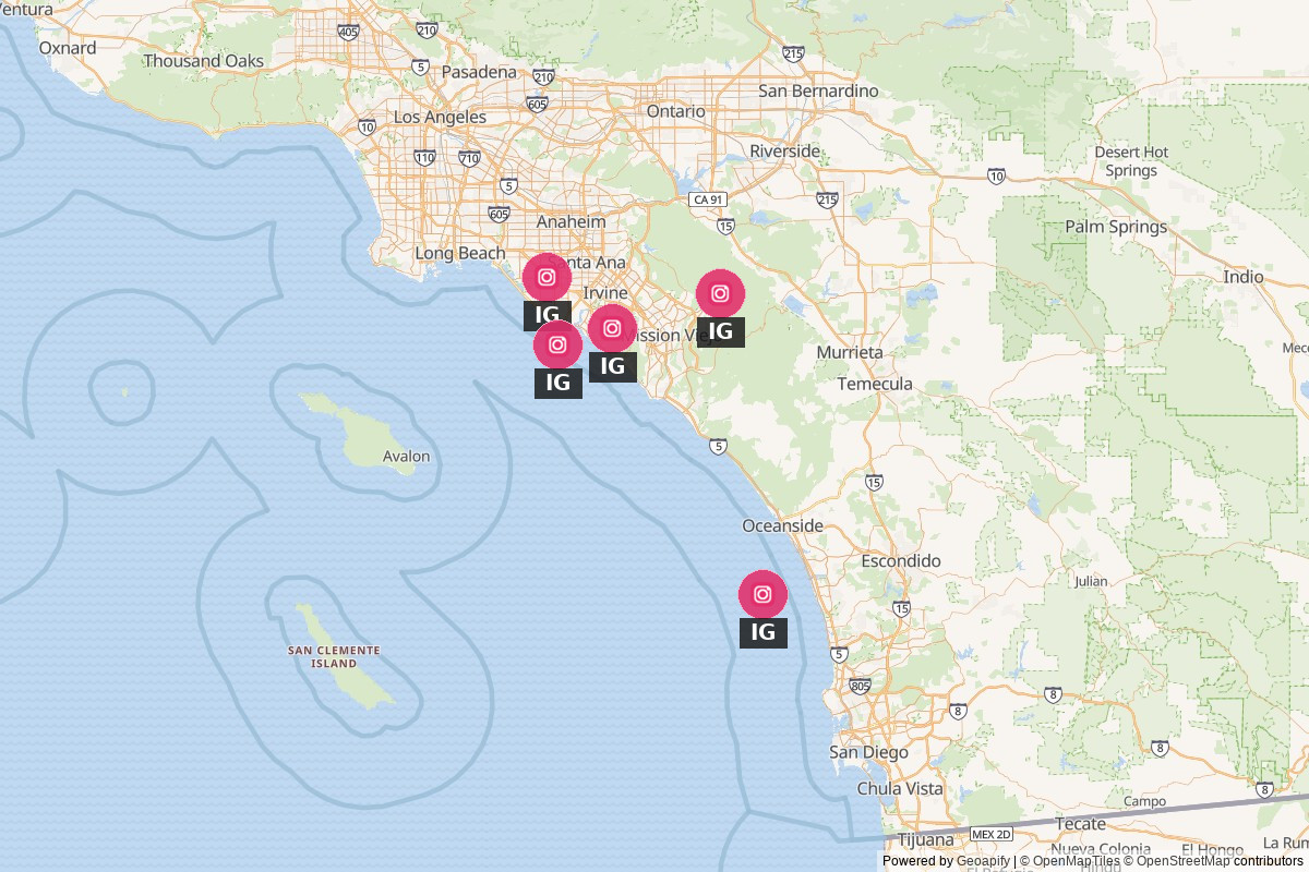 Southern California Instagram map