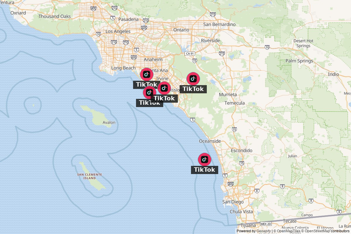 Southern California TikTok map