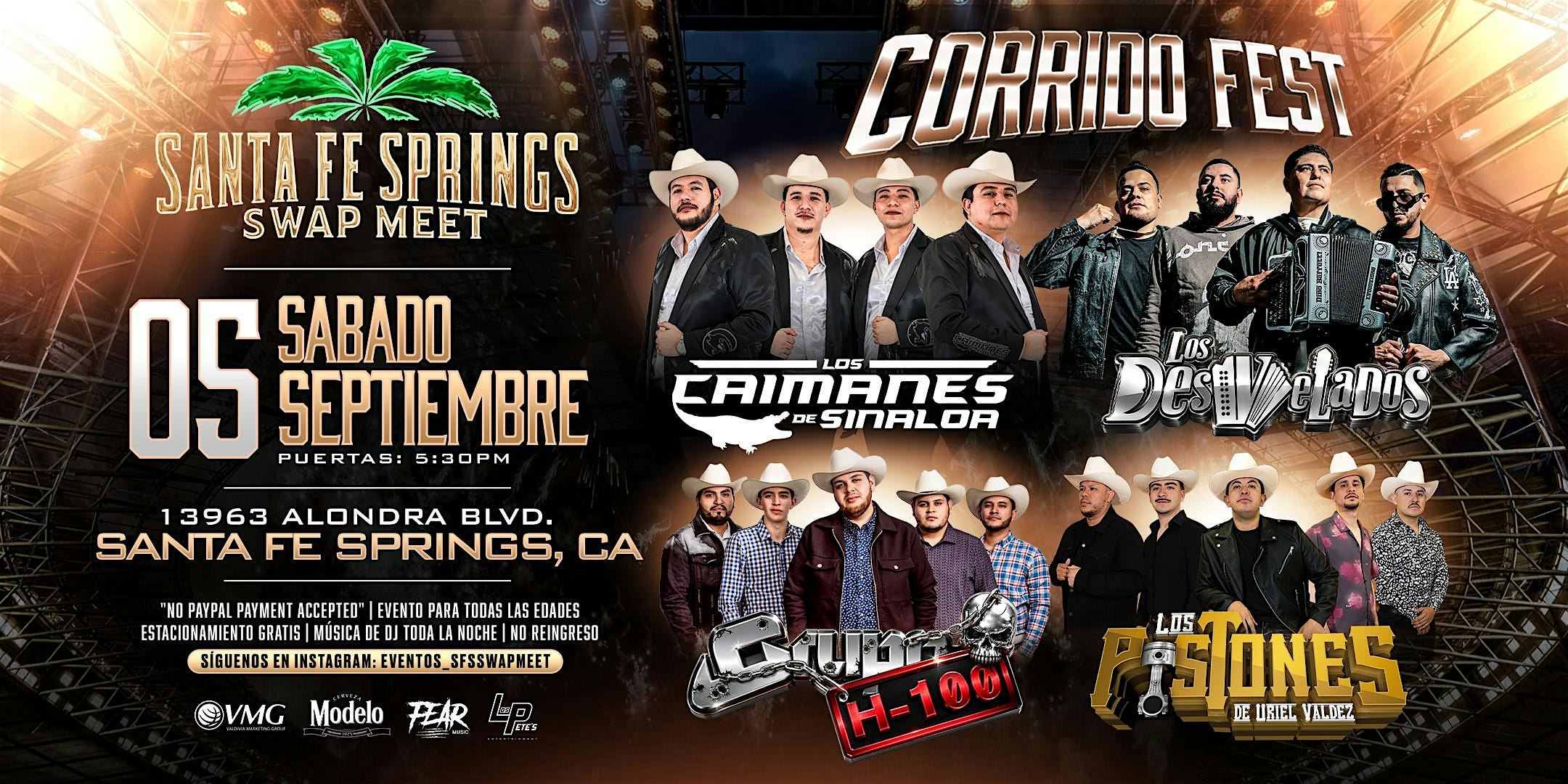 CORRIDO FEST: Los Caimanes De Sinaloa, Los Desvelados, Grupo H-100 y Mas