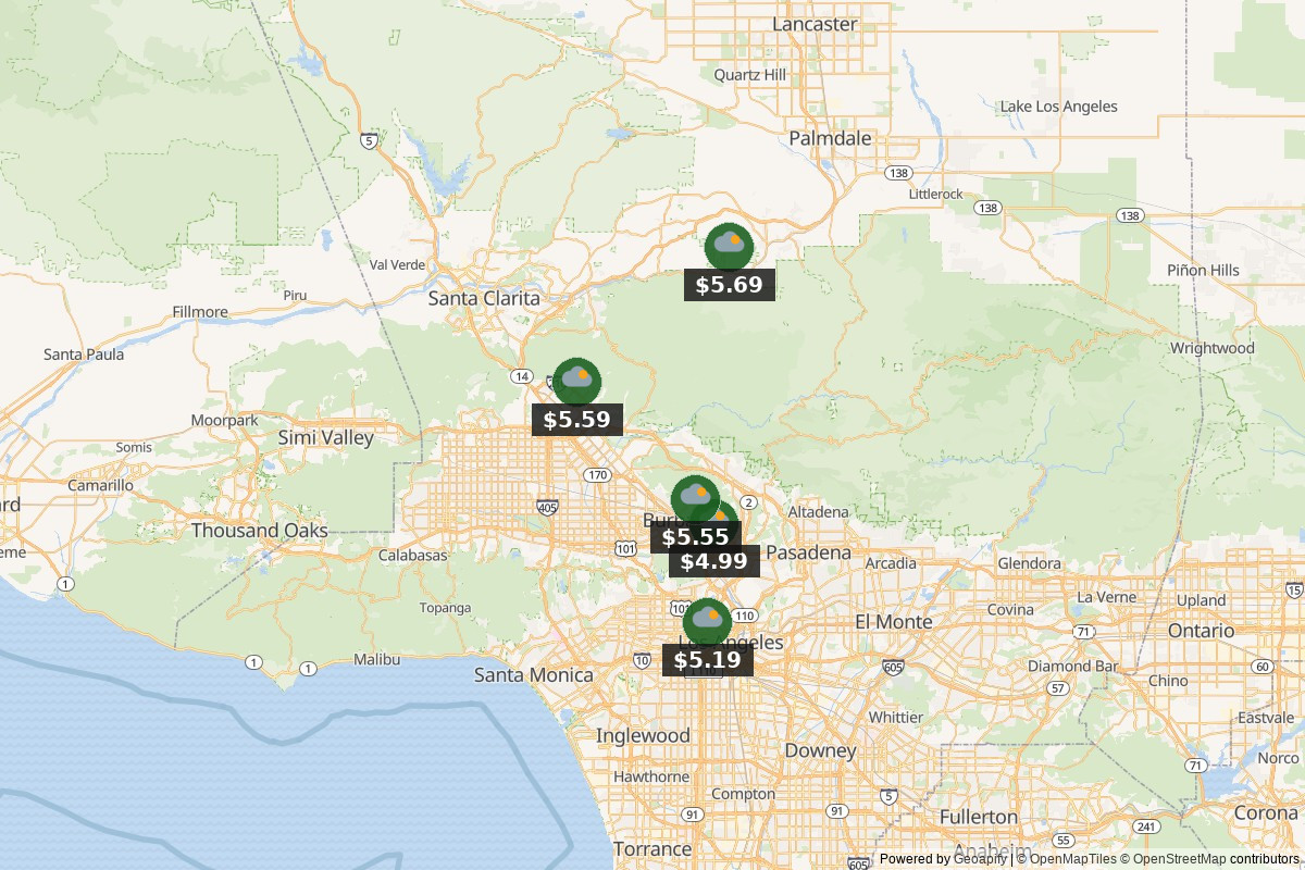 Los Angeles gas map