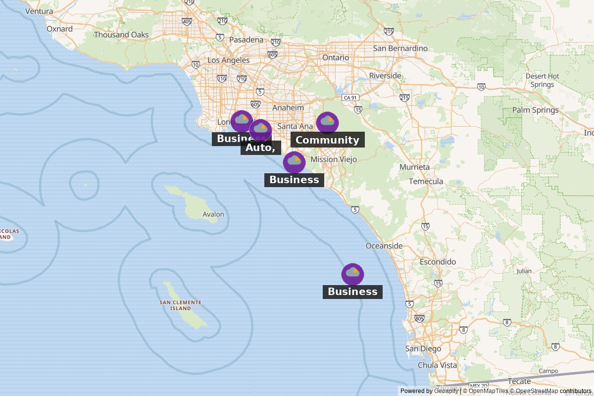 Southern California events map