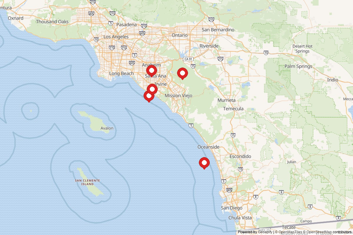 Southern California events map