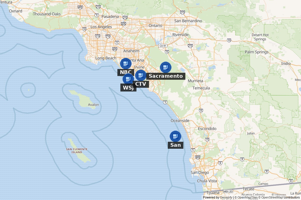 Southern California news map