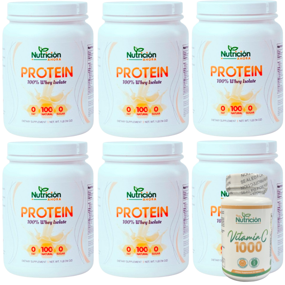 6 Botes Proteina Premium + Vitamina C Gratis