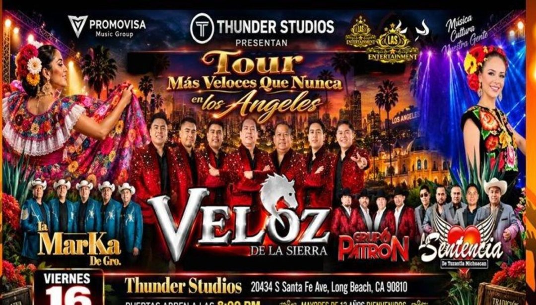 Veloz de la Sierra, Grupo Patrón & Más Thunder Studios, Long Beach, 16 de octubre